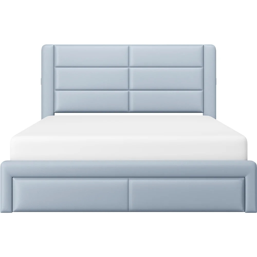 Upholstered Queen Bed with 3 Storage Drawers and USB Ports N119