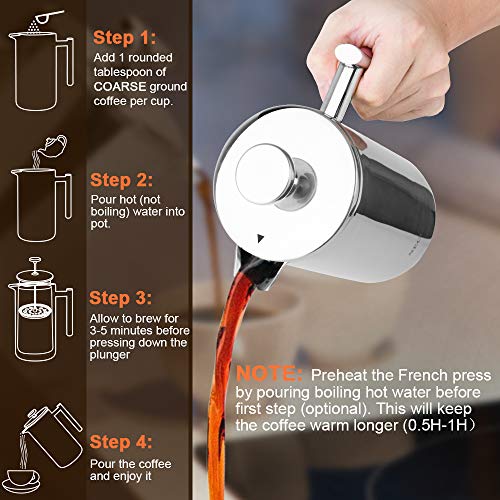 34oz Stainless Steel French Press Coffee Maker K93887