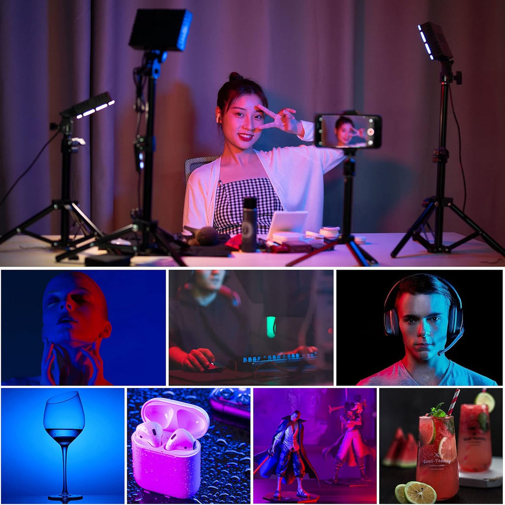 RGB Photography Lighting Kit, Tabletop Video Conference Lighting, 3 Packs S685