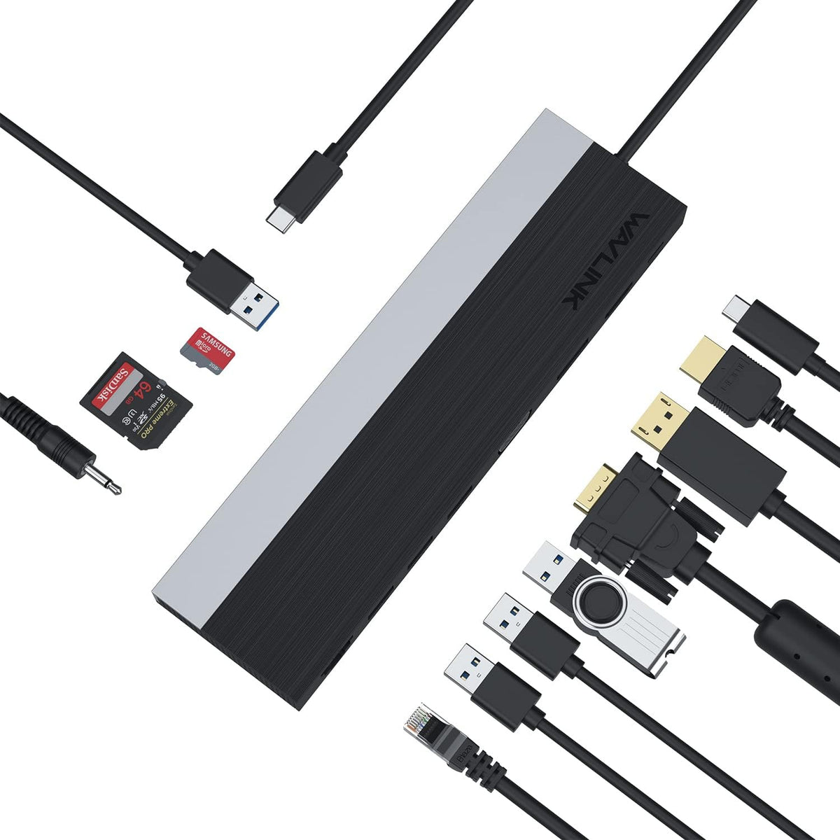 12-in-1 USB C Docking Station with HDMI VGA DisplayPort Ethernet B496040