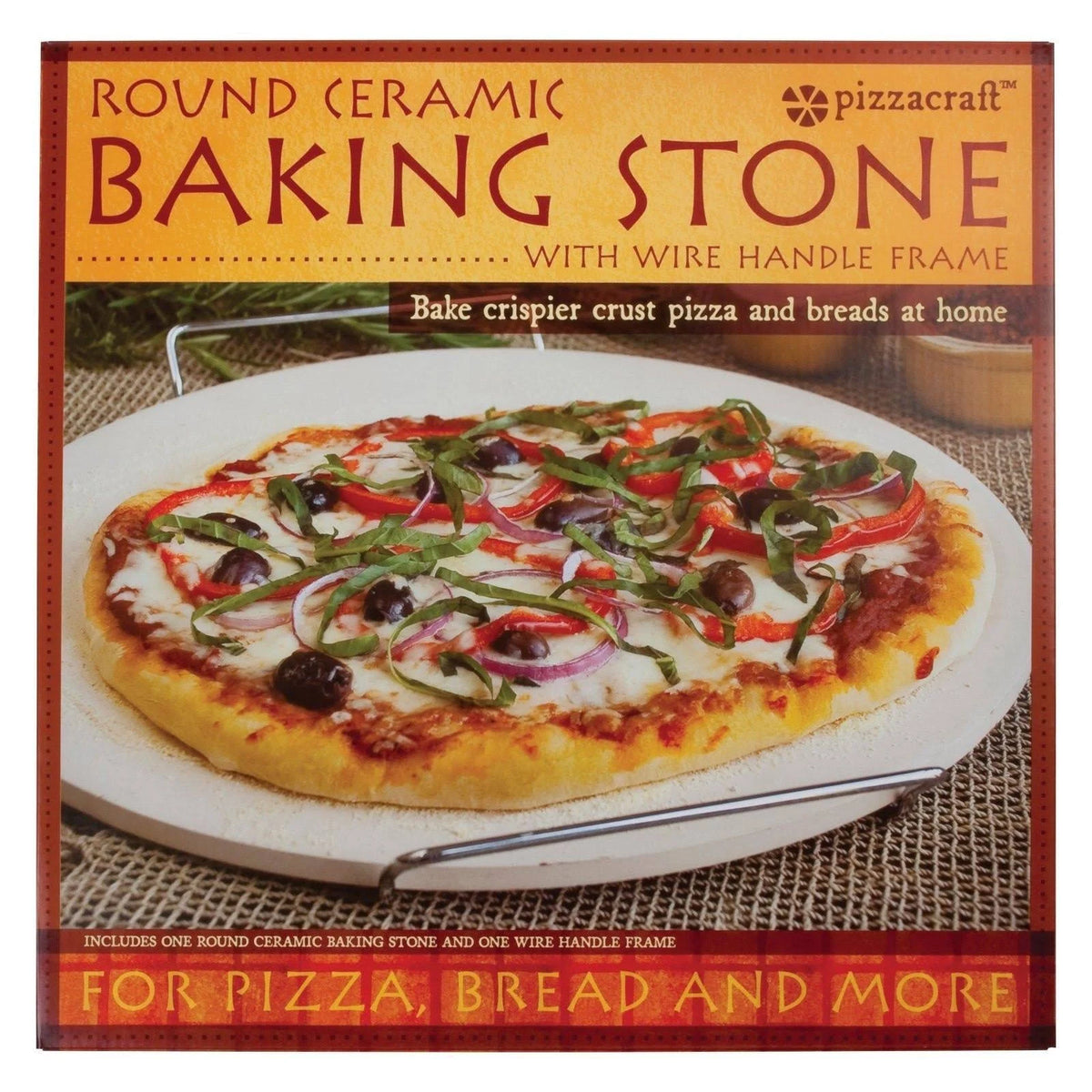 Round Pizza Stone with Wire Frame X34449