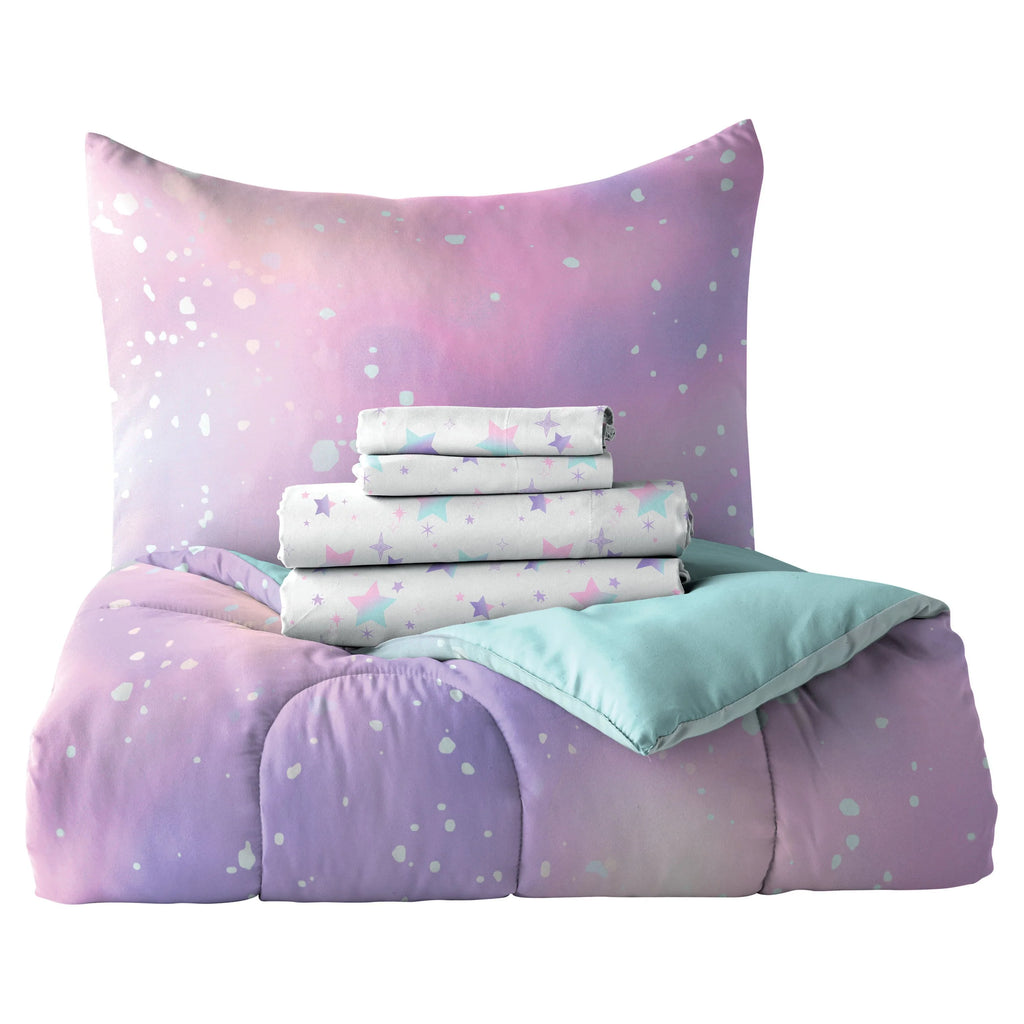 Full 7 Piece Pink Polyester Microfiber Comforter Set U301