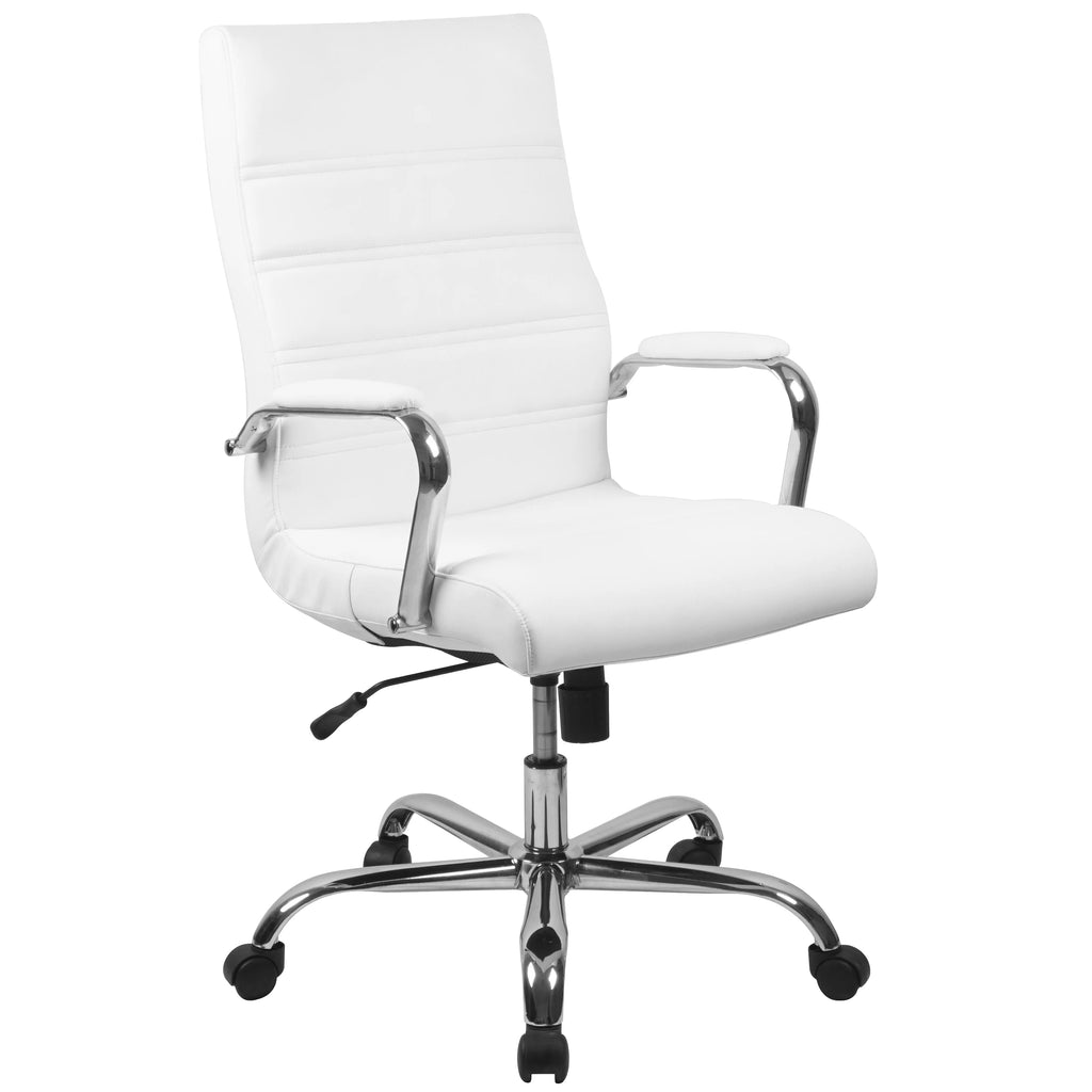 White High Back Executive Swivel Office Chair with Chrome Arms M2064
