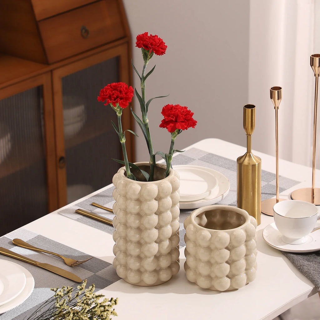 White Ceramic Vases, Set of 2 B596560