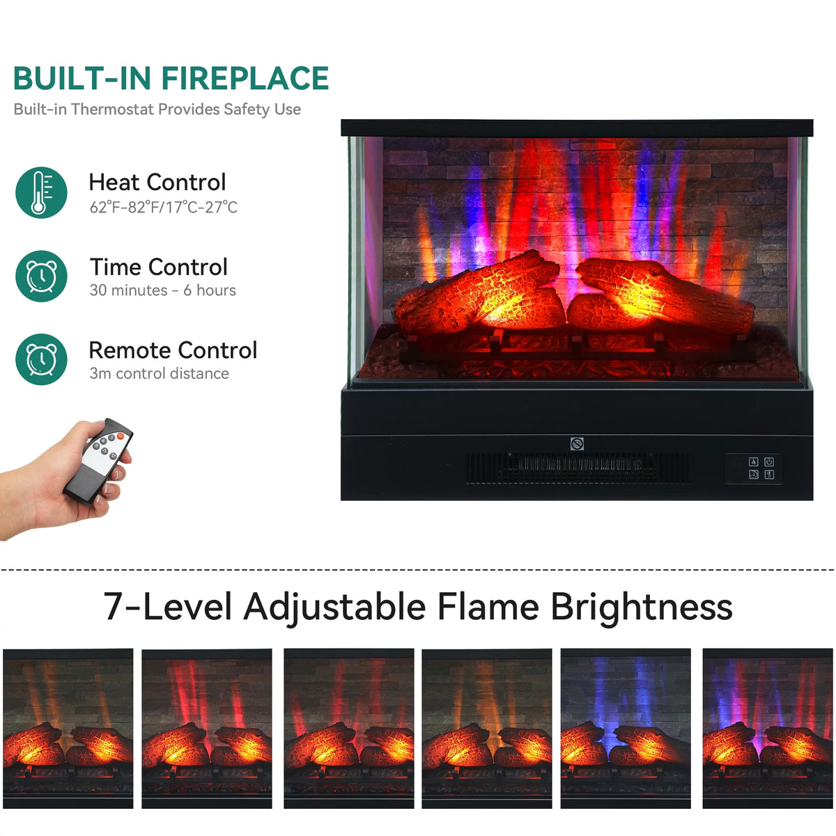 60 Inch White Entertainment Console with Slidable Fireplace and Storage Compartments D481363