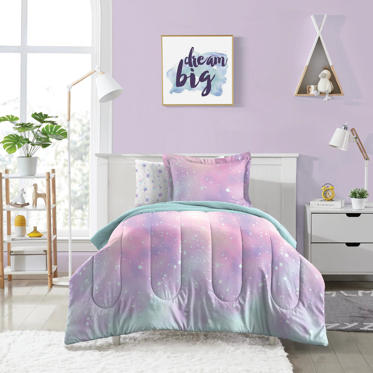 Full 7 Piece Pink Polyester Microfiber Comforter Set U301