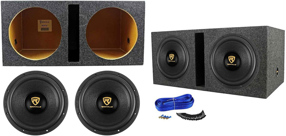 12 8000 Watt Car Subwoofers with Vented Sub Box Enclosure Y7082