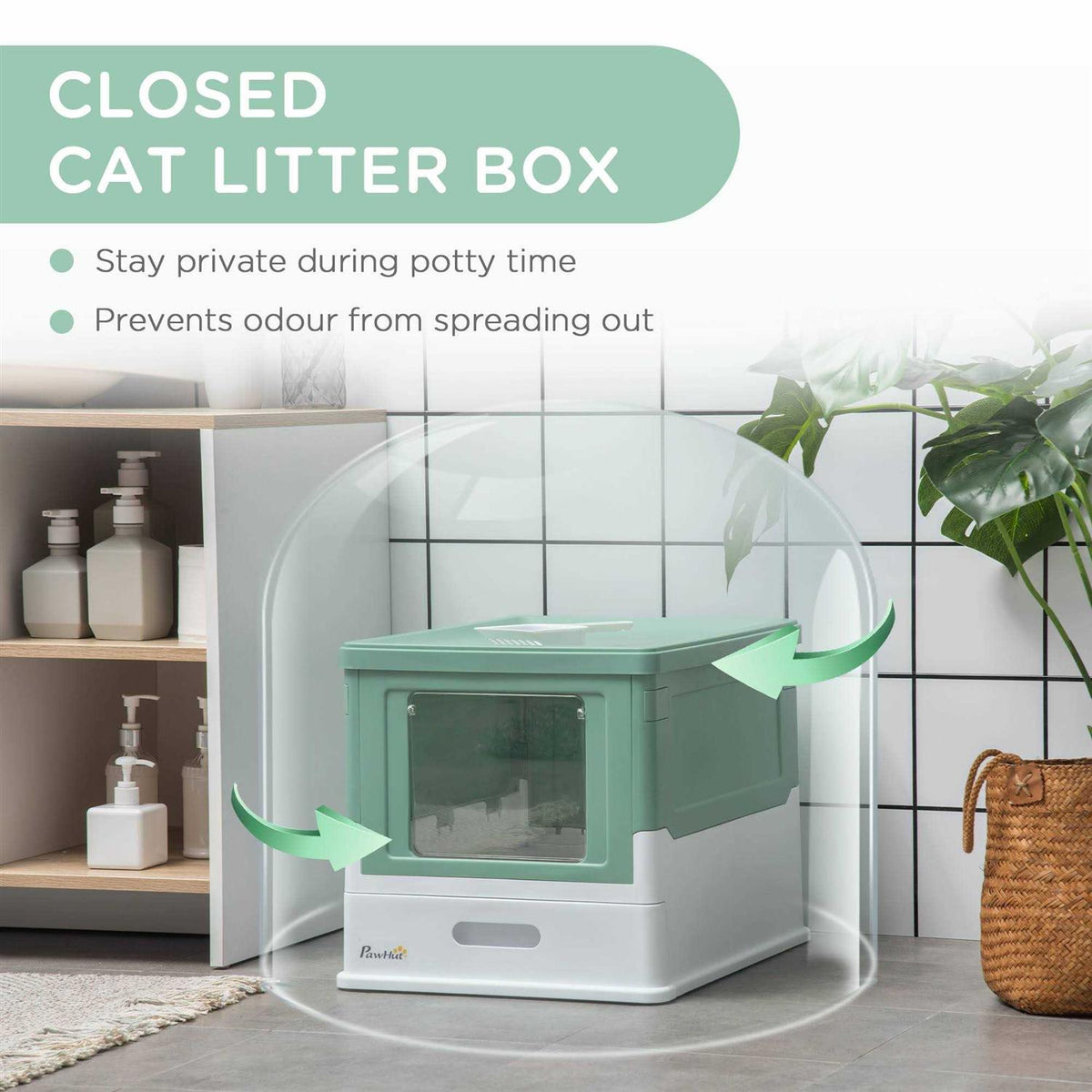 Fully Enclosed Cat Litter Box with Front Entry O267567