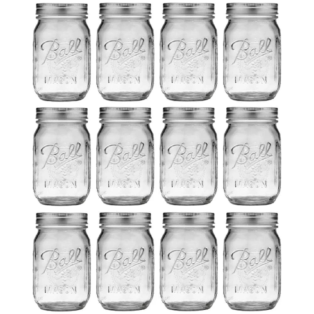 16 oz Glass Mason Jar with Lid and Band 12-Pack Z348