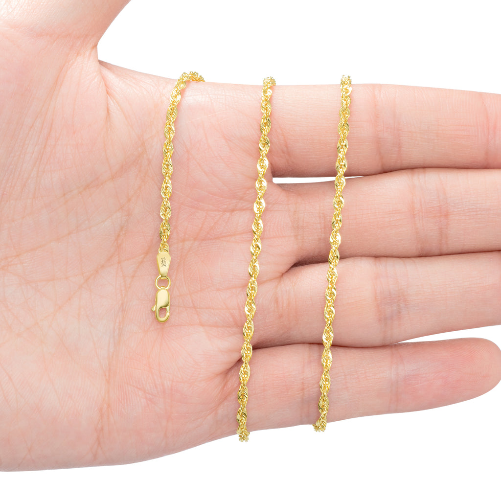 14k Yellow Gold 2.5mm Rope Chain Necklace L193854
