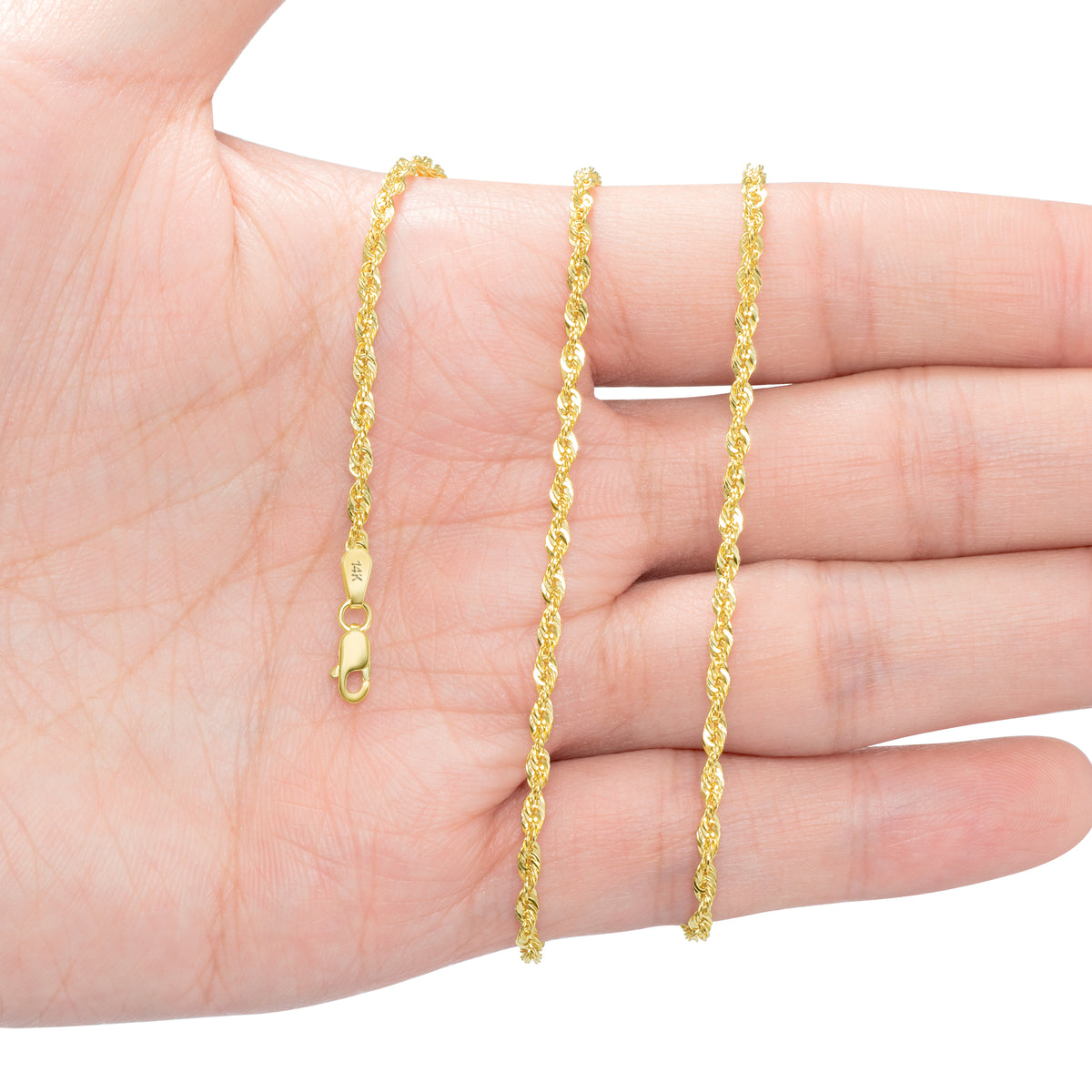 14k Yellow Gold 2.5mm Rope Chain Necklace L193854
