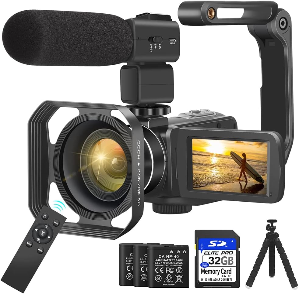 4K 56MP UHD Video Camera Camcorder with 32G SD Card IR Night Vision 18X Digital Zoom WiFi U184298