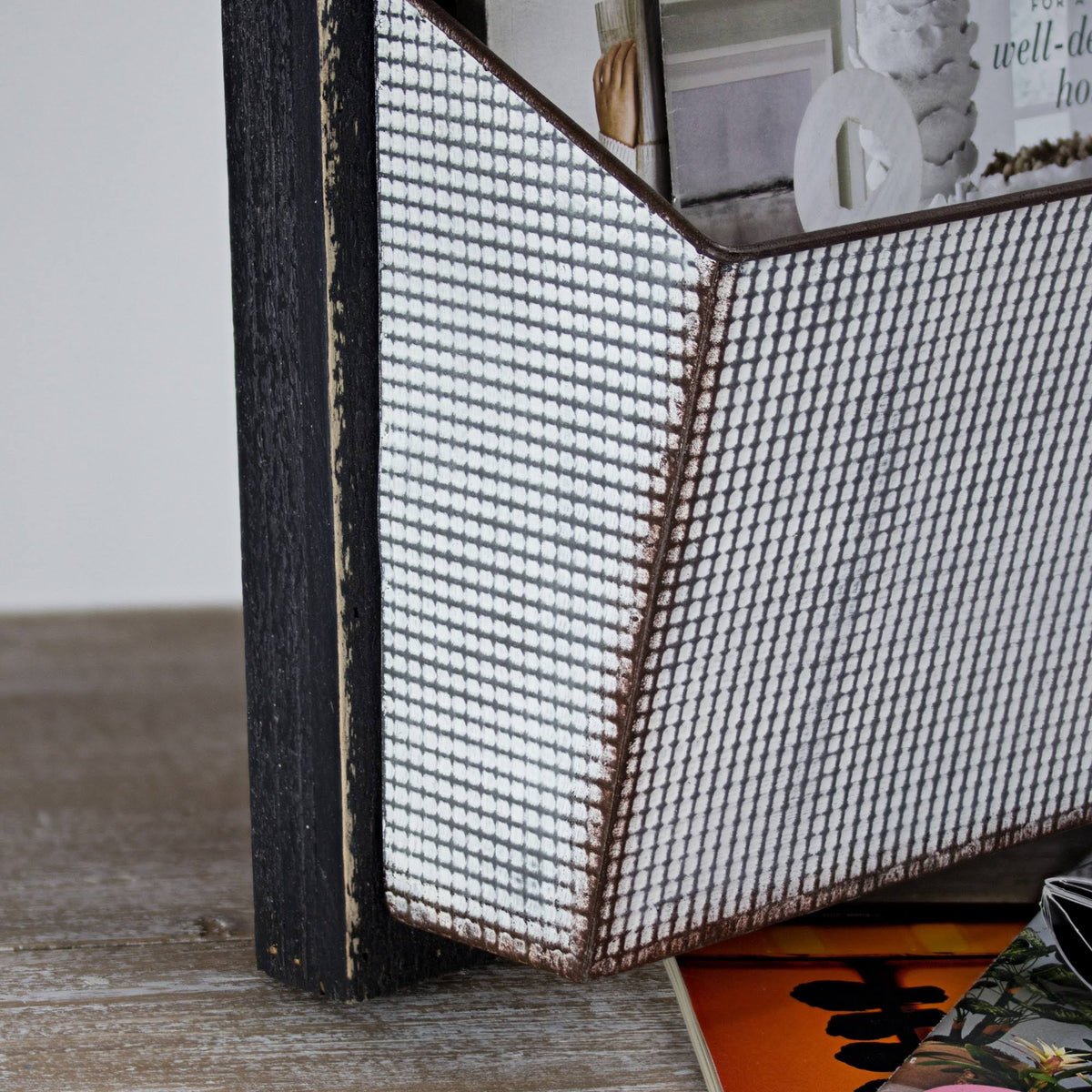 Wood and Metal Wall Hanging Magazine Rack R290