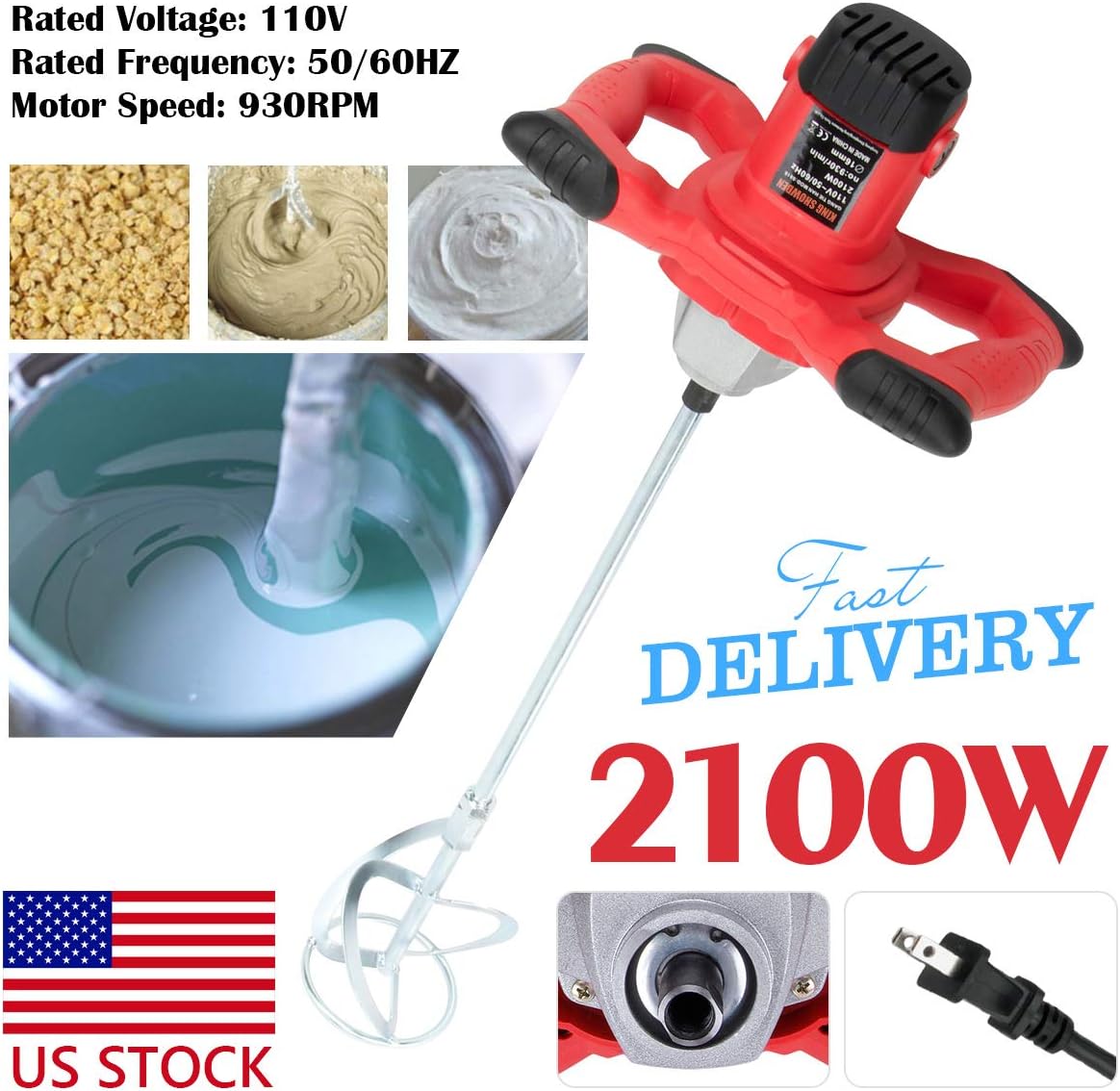 2100W Electric Mortar Mixer, 6-Speed, Pack of 2 O512