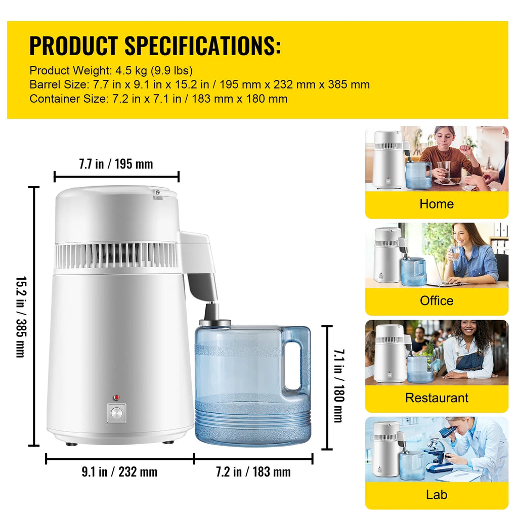 Stainless Steel Water Distiller 1.1 Gallon/4 L Countertop O199