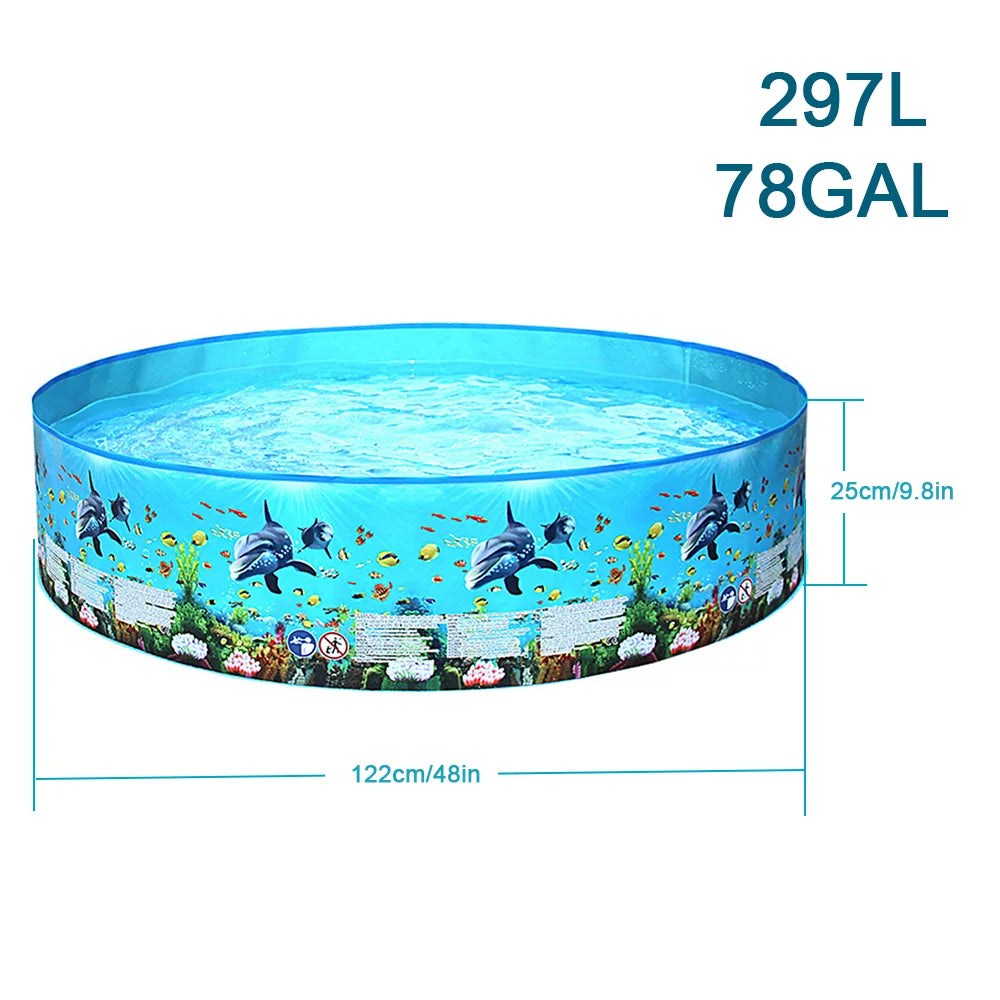 Portable Inflation-free Hard Folding Round Swimming Pool 48 x 9.8in A4587
