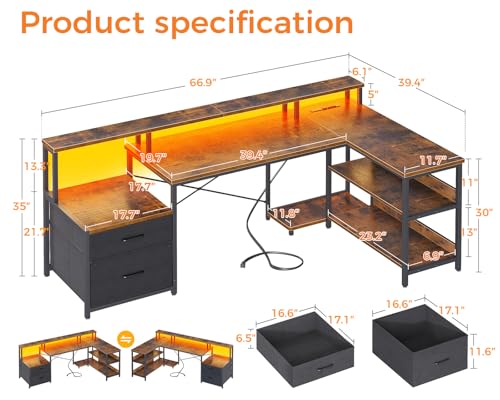 Black L Shaped Computer Desk with File Drawer A498136