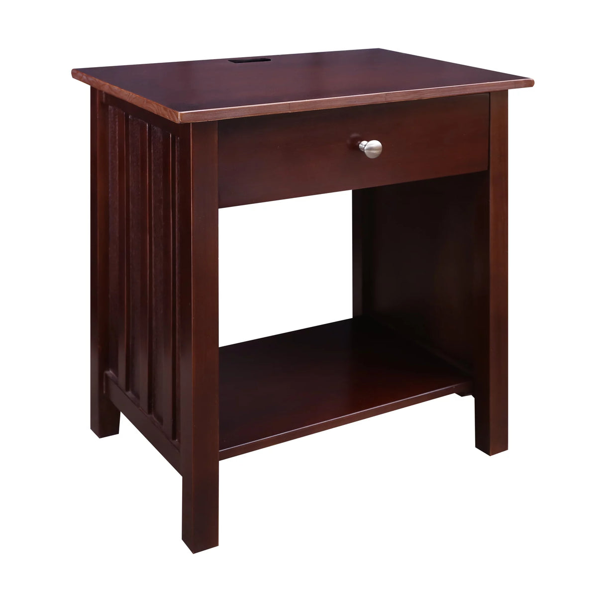 Espresso Wooden Nightstand with USB Ports and One Drawer I6892