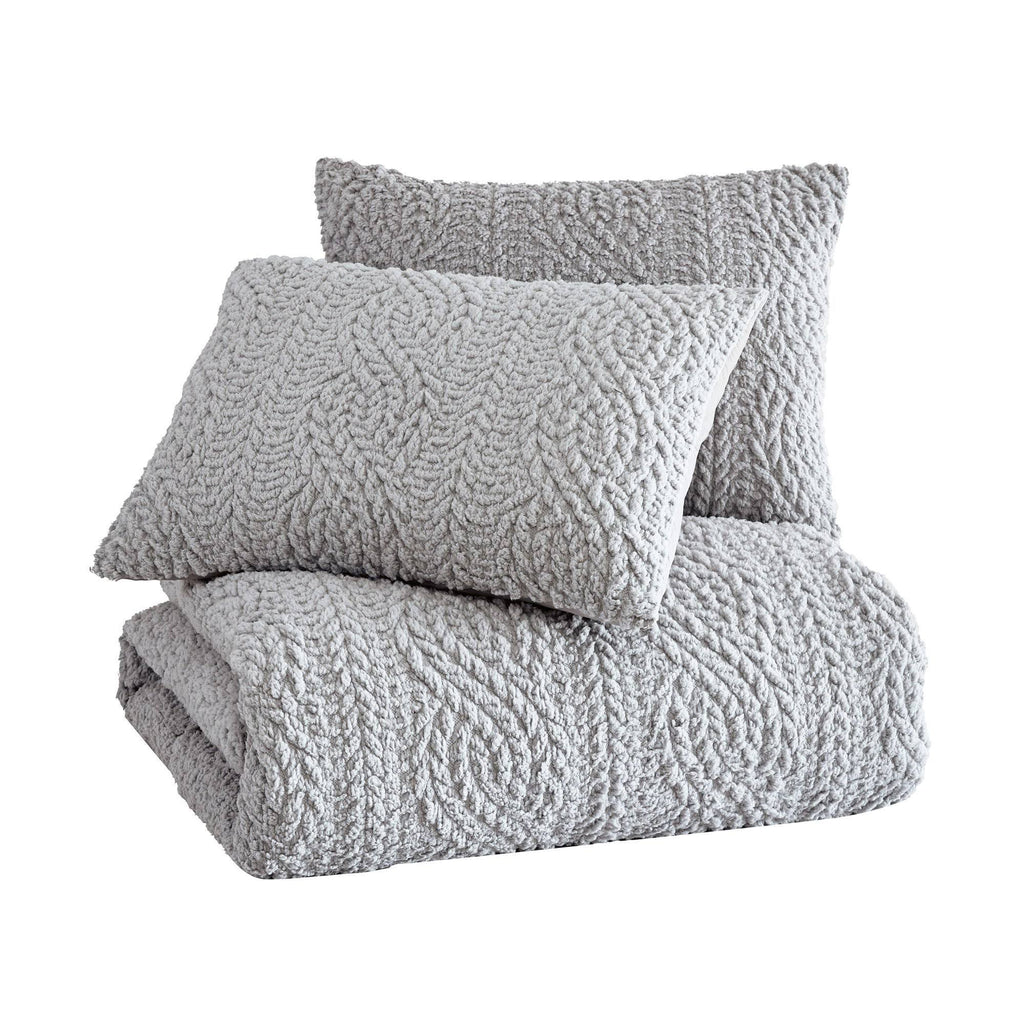 White Twin Sherpa Comforter Set J86473