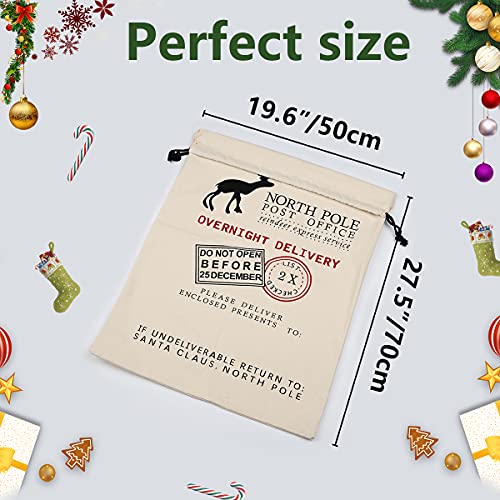 6 Pack Large Canvas Cotton Christmas Bags with Drawstrings Y5568