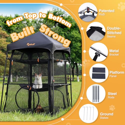 Extra Large 3-Tier Foldable Outdoor Cat Enclosure with Carry Bag T941953