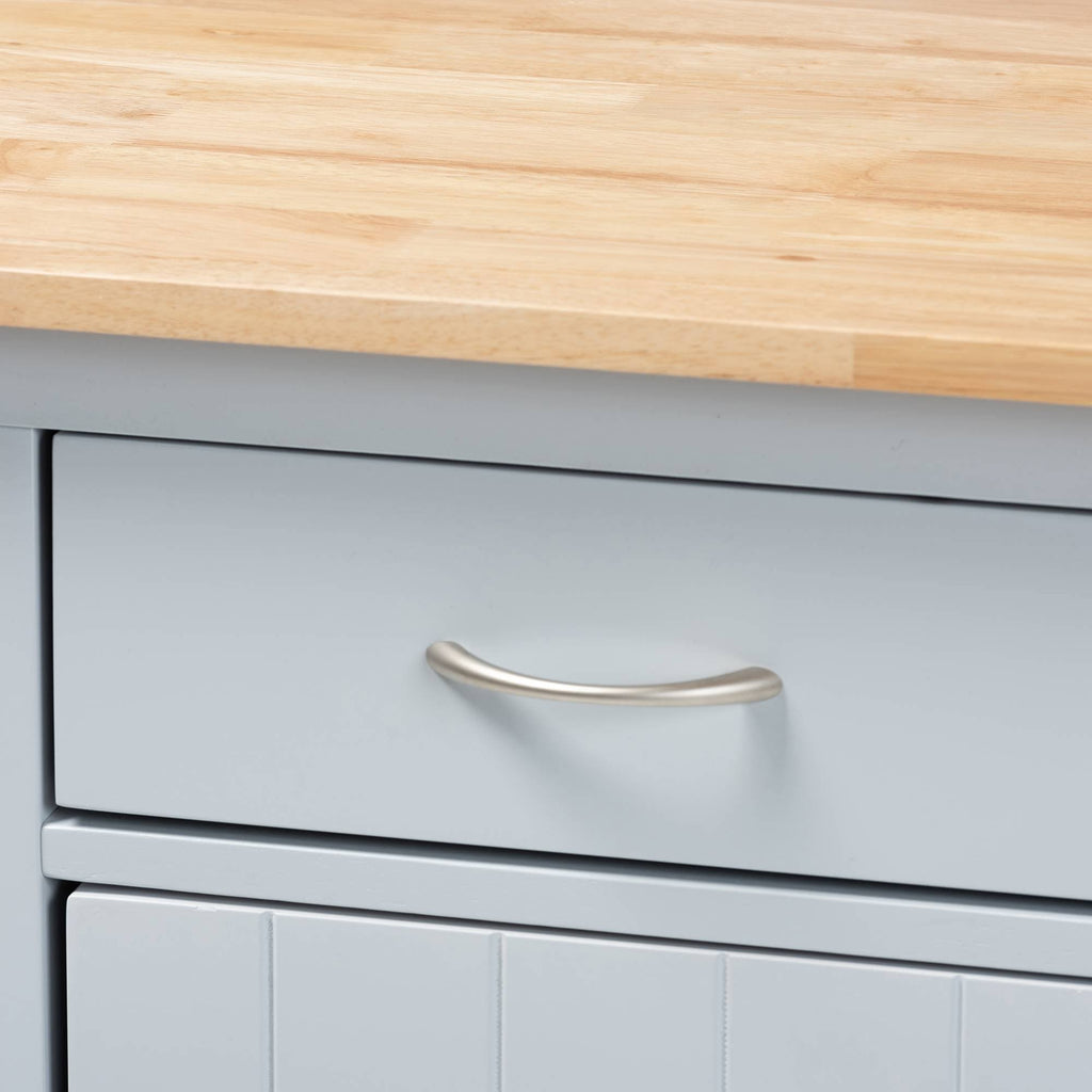 Light Grey Natural Wood Kitchen Storage Cart A945152