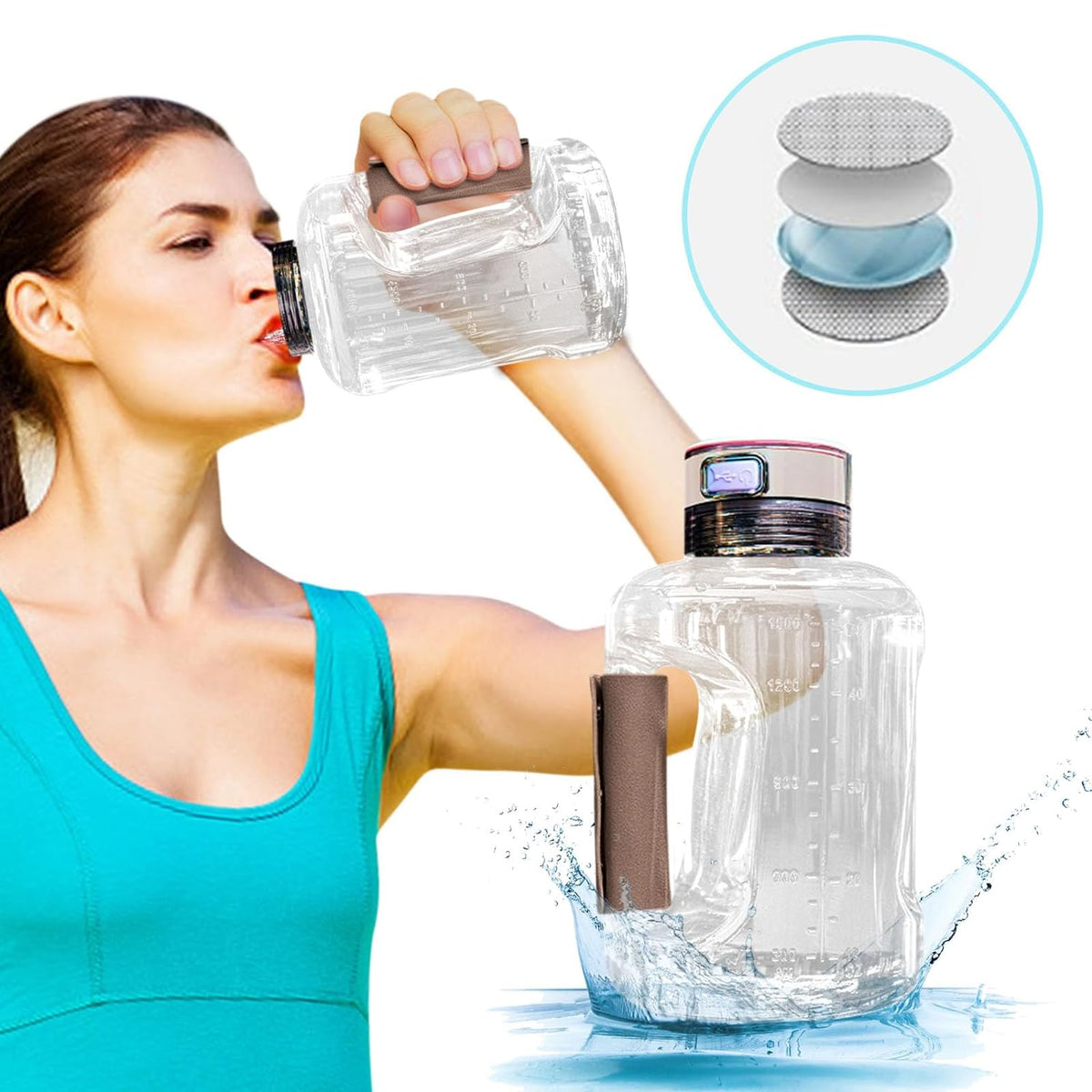 Hydrogen Water Bottle 1.5L / 50oz White F731064