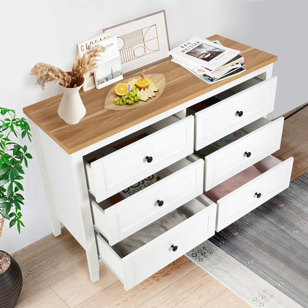 White 6 Drawer Wood Dresser U95301