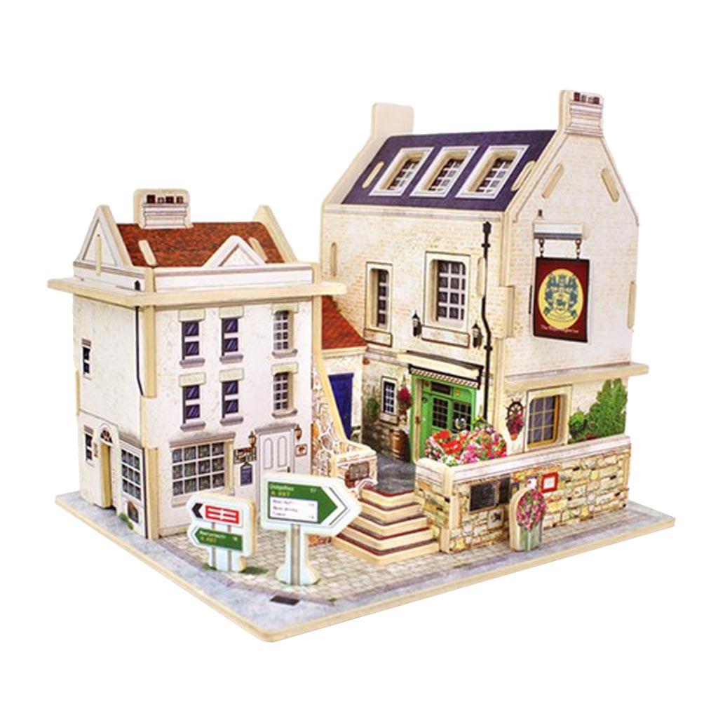 Britain Bar Pub Life Scene 3D Wooden Dollhouse Miniature With Furniture L94901