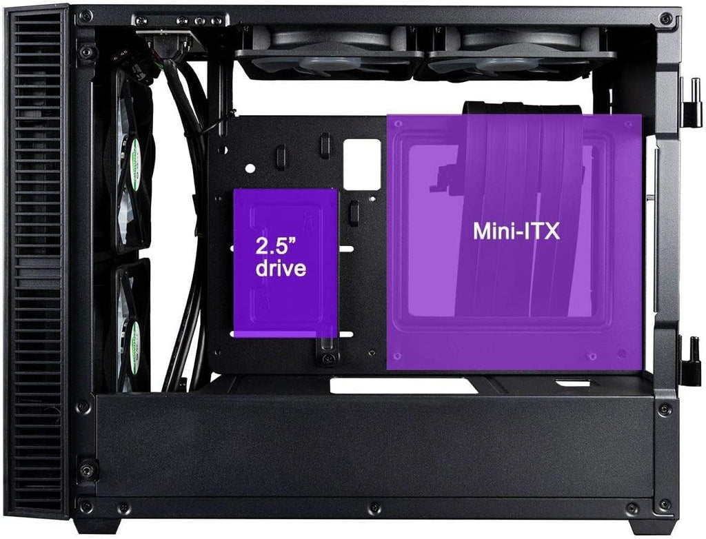 Mini ITX Desktop Case with 120mm Liquid CPU Cooler and 650W Power Supply C4914