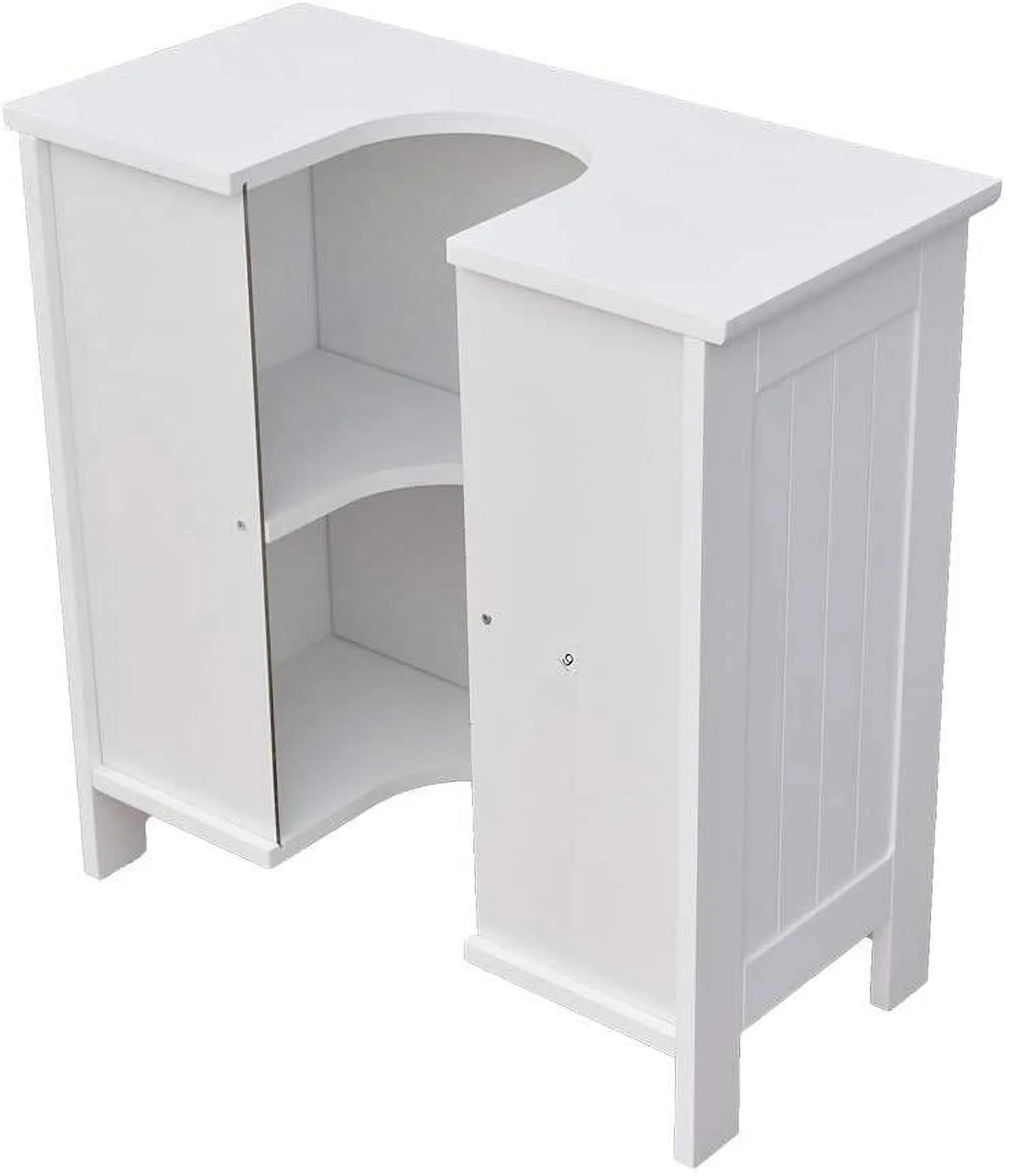 White Bathroom Vanity Cabinet with Double Doors and Adjustable Shelves N365737