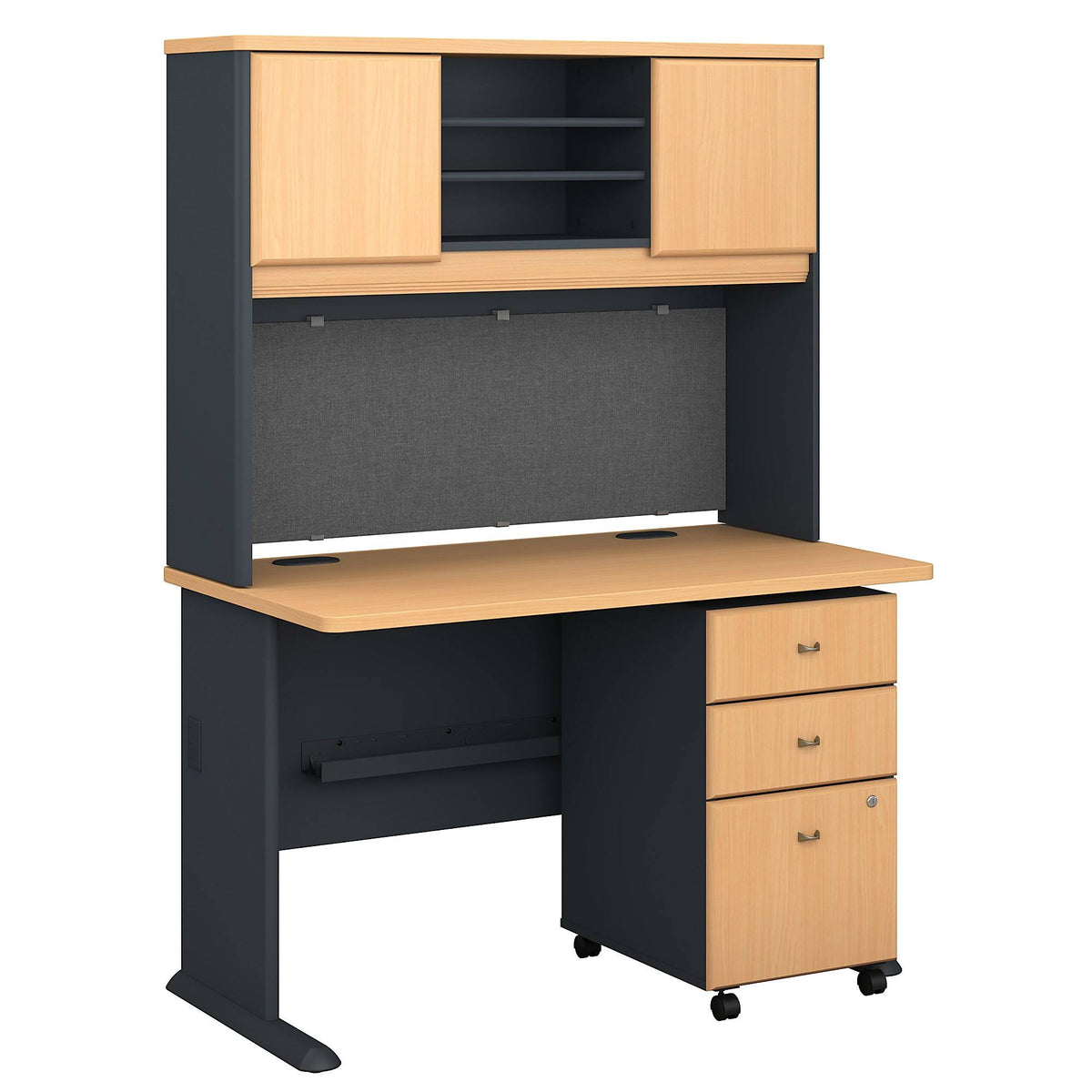 48W Desk with Hutch and Mobile File Cabinet A9552