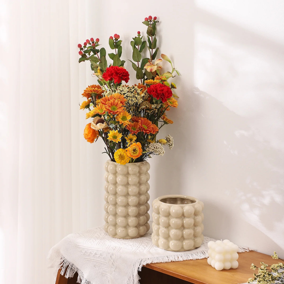 White Ceramic Vases, Set of 2 B596560