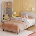 Grey Upholstered Twin Bed Frame with Adjustable Headboard X916046