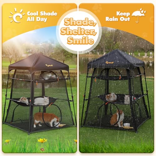 Extra Large 3-Tier Foldable Outdoor Cat Enclosure with Carry Bag T941953