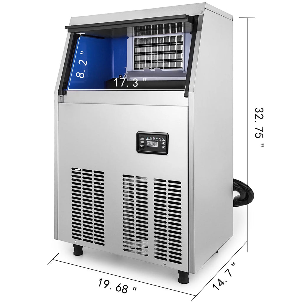 110V Commercial Ice Maker 120-130lbs/24H Stainless Steel X72432
