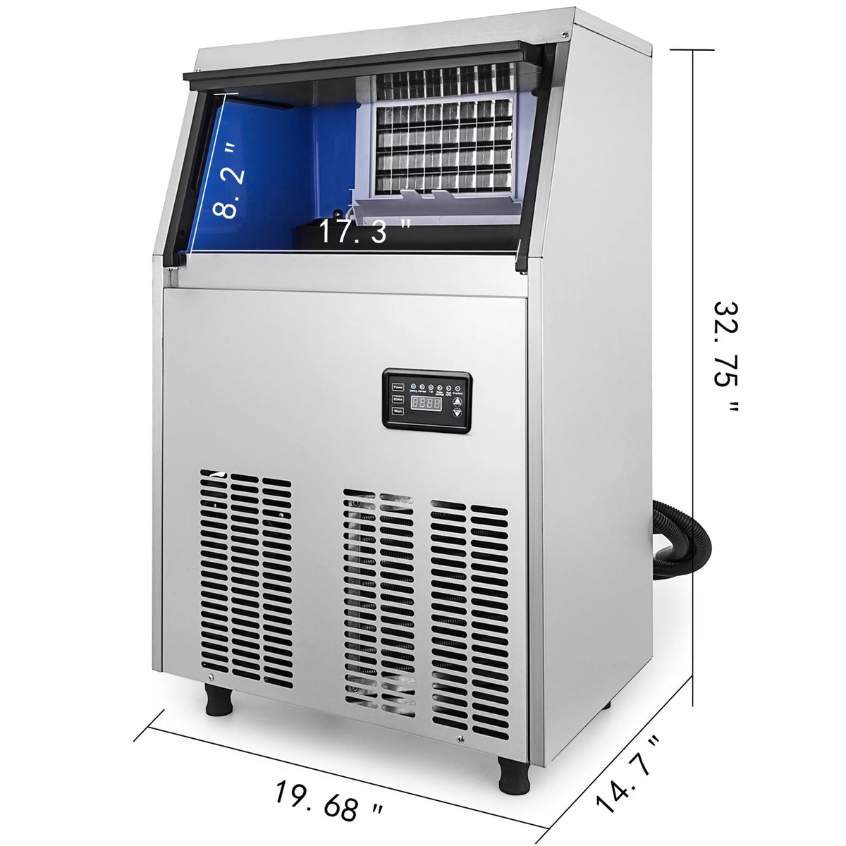 110V Commercial Ice Maker 120-130lbs/24H Stainless Steel X72432