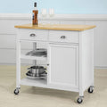 Kitchen Cart with Rubber Wood Top and Wide Drawer W28836