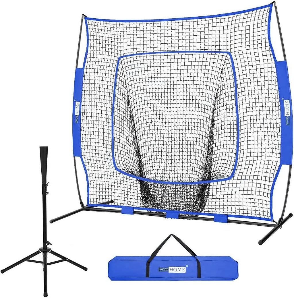7 x 7 Feet Baseball Softball Practice Net with Strike Zone Target Tee and Carry Bag D114