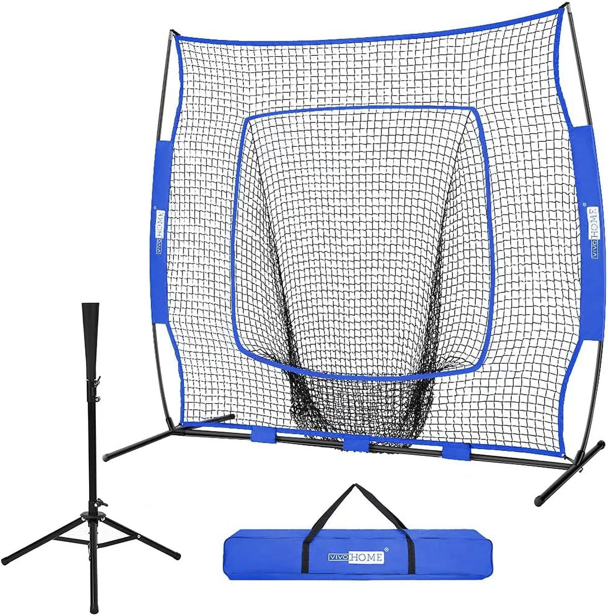 7 x 7 Feet Baseball Softball Practice Net with Strike Zone Target Tee and Carry Bag D114