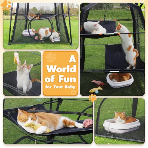 Extra Large 3-Tier Foldable Outdoor Cat Enclosure with Carry Bag T941953