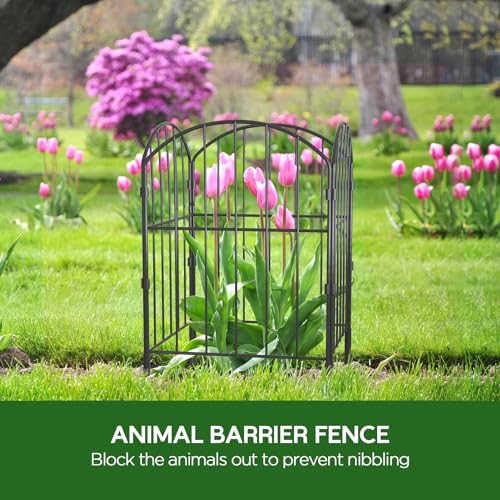 Black 10ft x 24in Rustproof Metal Garden Fence, 10 Pcs B36713