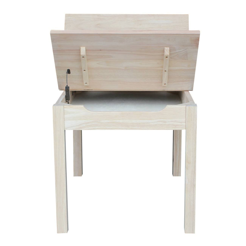 Unfinished Kids' Storage Table with Lift Top I112