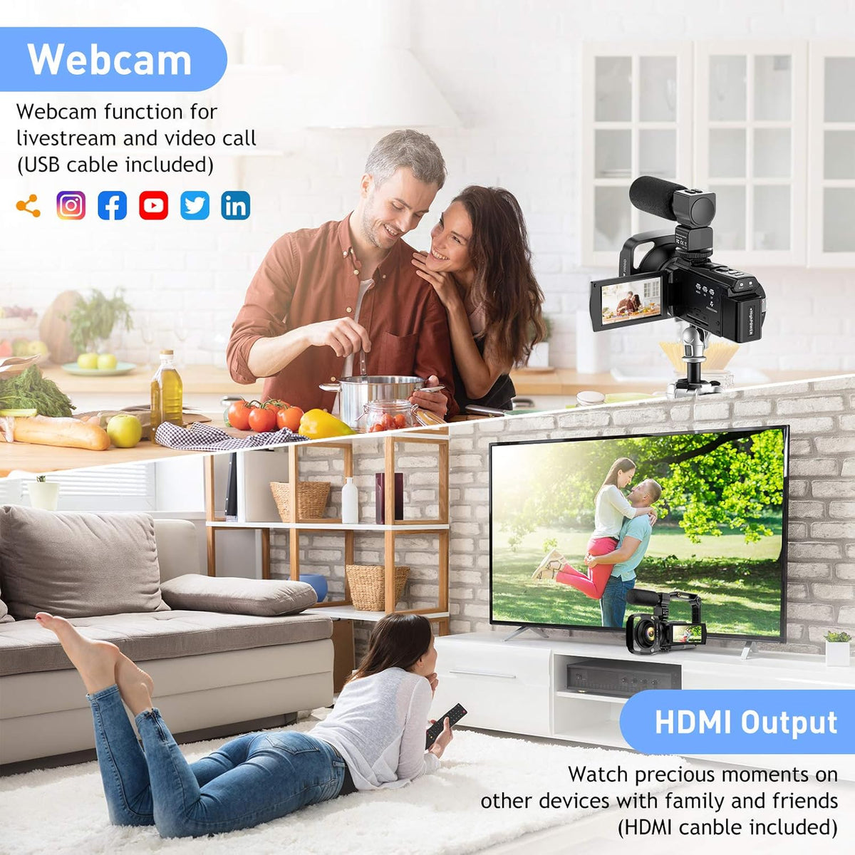 4K 48MP Ultra HD WiFi Digital Camera Camcorder with Microphone R440179