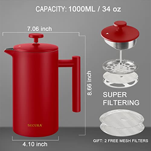 34oz Stainless Steel French Press Coffee Maker K93887