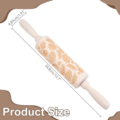 Embossed Wooden Rolling Pin 35cm U123833