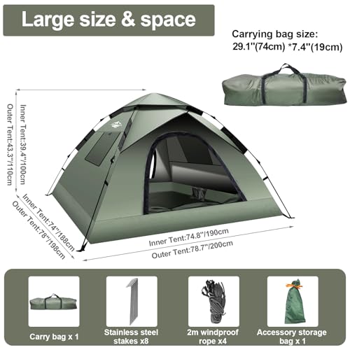 2-3 Person Instant Pop Up Camping Tent C37959
