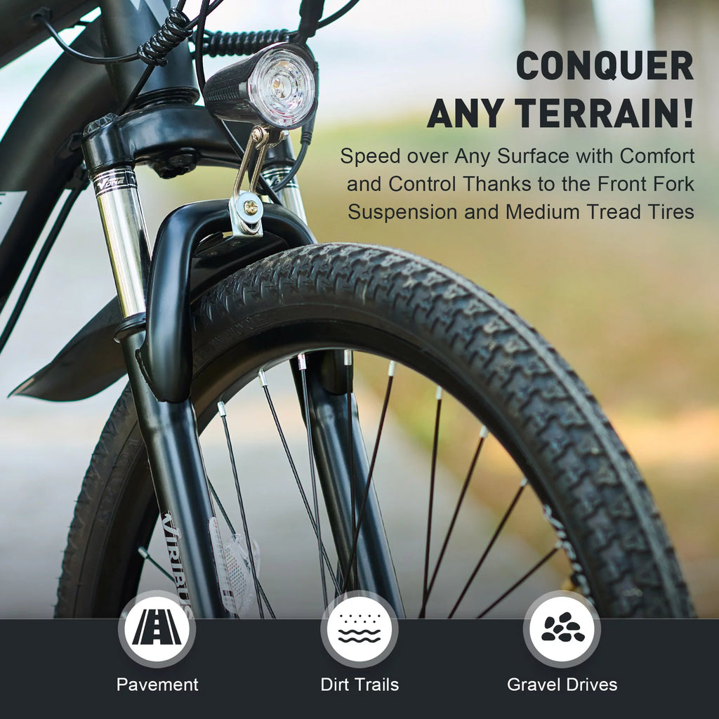 Electric Mountain Bicycle 26" 350W 48V Lithium Battery Black T205227