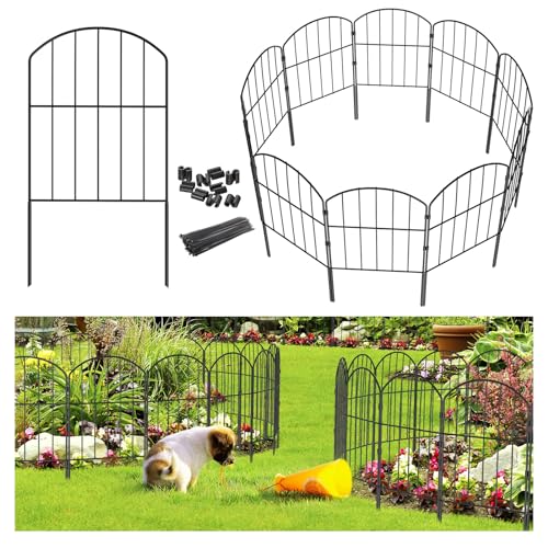 Black 10ft x 24in Rustproof Metal Garden Fence, 10 Pcs B36713