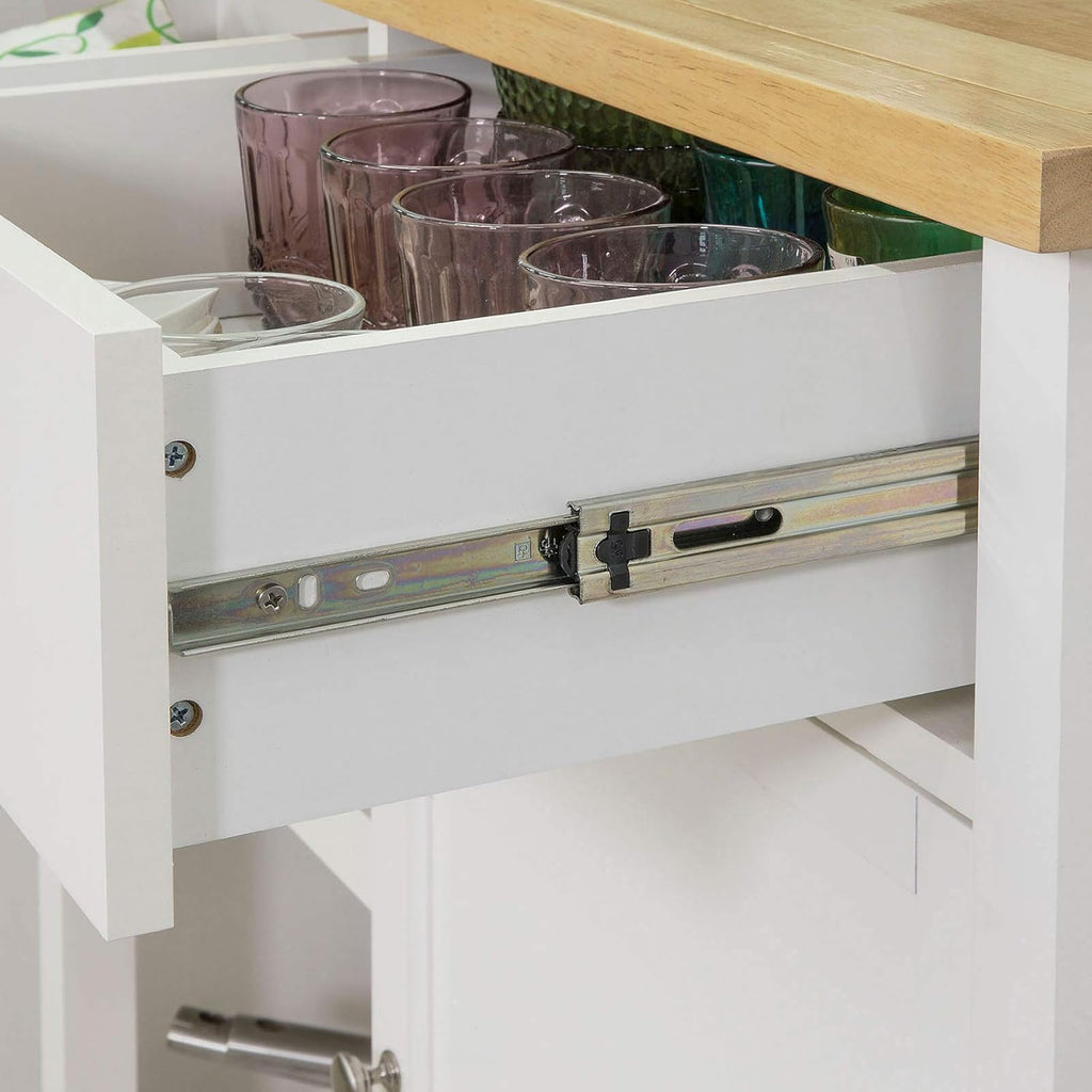 Kitchen Cart with Rubber Wood Top and Wide Drawer W28836